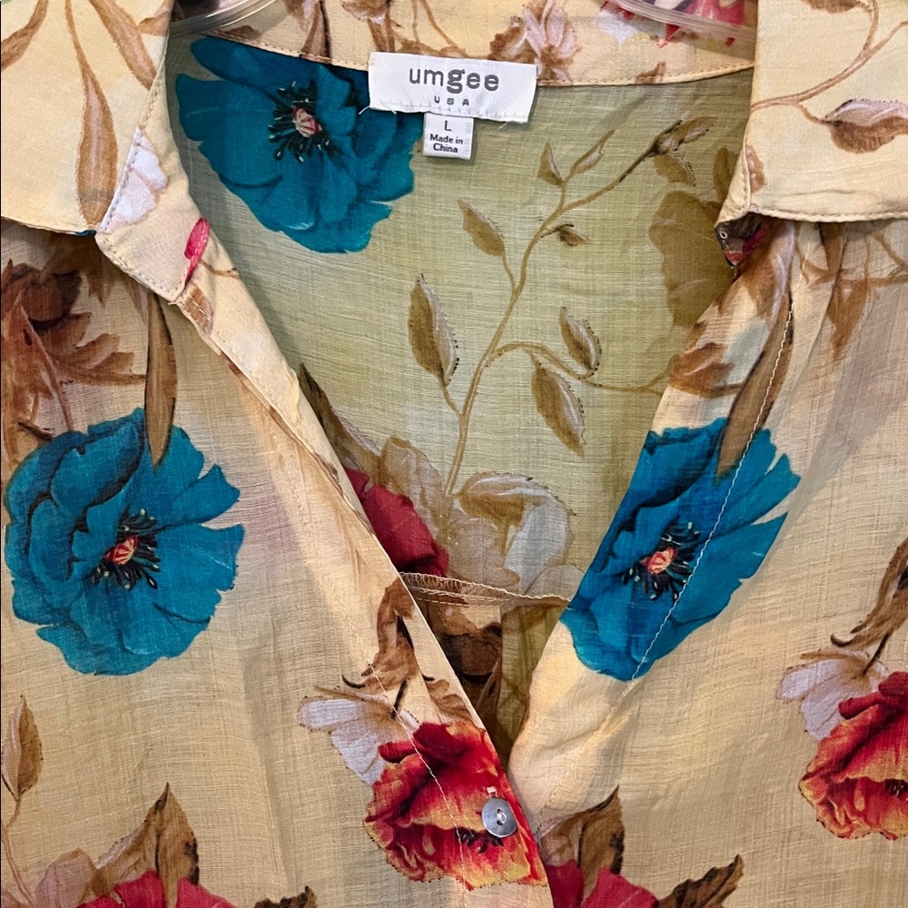 Umgee Floral Cotton Tunic Shirt - Picture 3 of 6